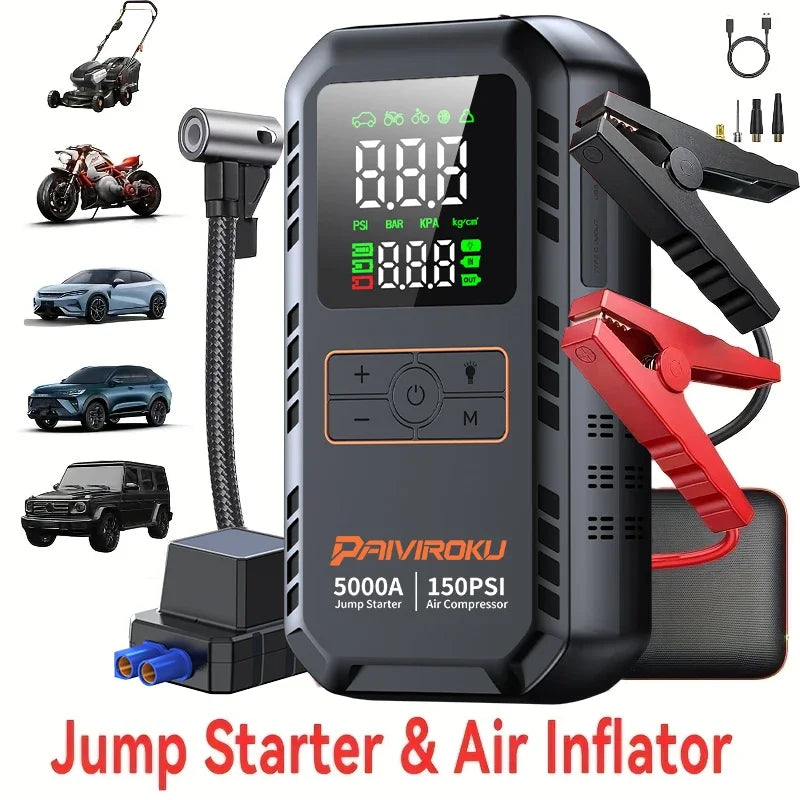 8-in-1 Car Jump Starter with Air Compressor