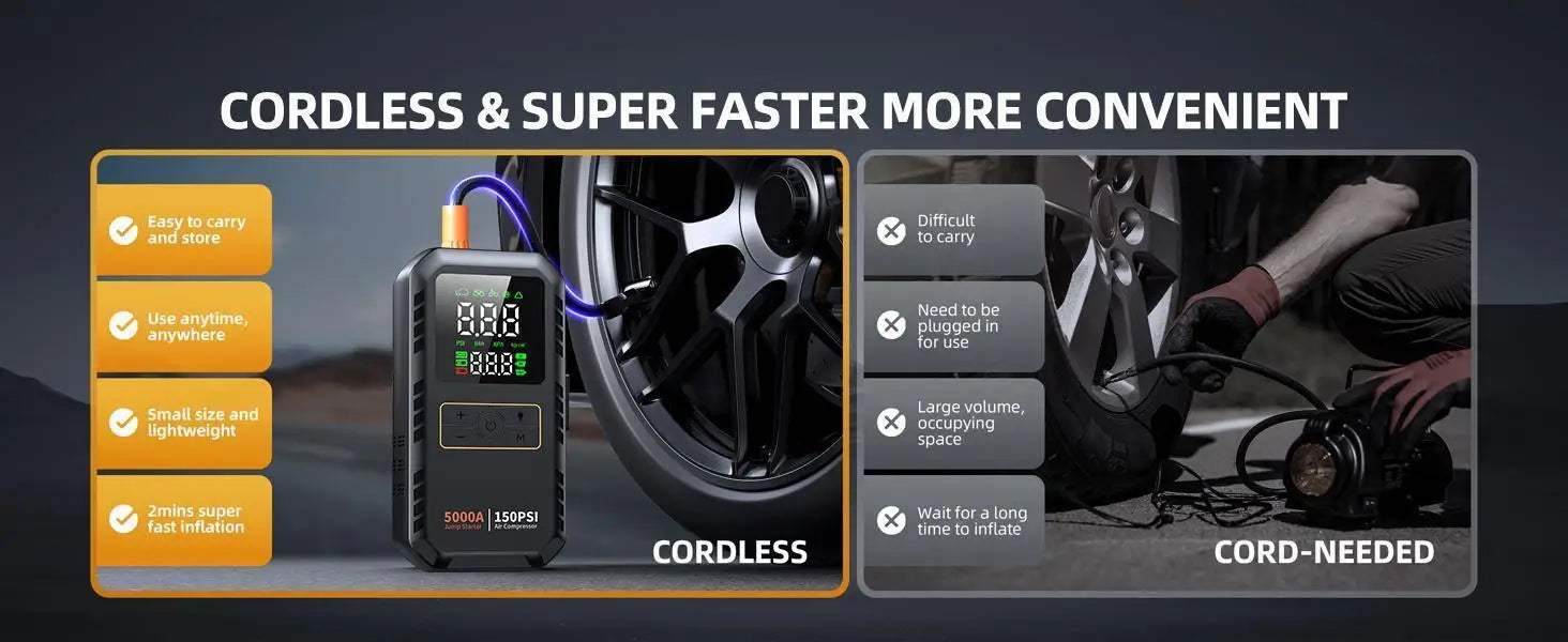 8-in-1 Car Jump Starter with Air Compressor